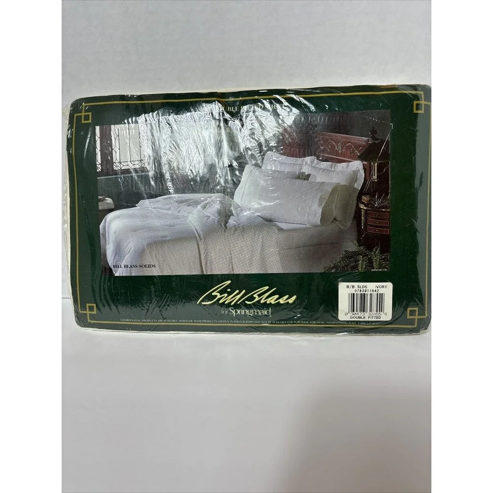 Bill Blass Springmaid No Iron Full Double Fitted Sheet Ivory 200 Thread Vintage